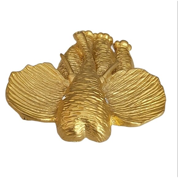 Gold Tone Elephant Clear Rhinestone Eyes Brooch K605 - Picture 5 of 9